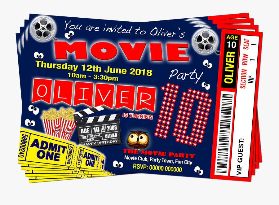 Party Red Blue Style Cinema Film - Movie Tickets, Transparent Clipart