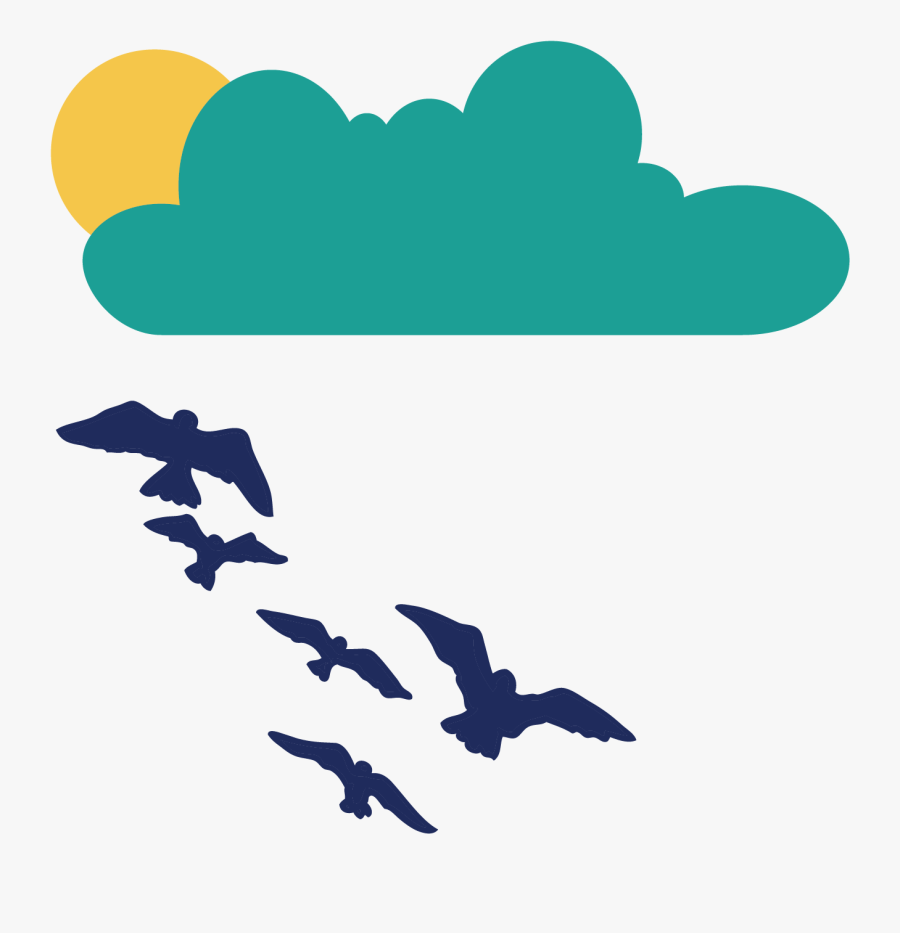 Clouds Seagull Flying - Flock Of Birds Silhouette, Transparent Clipart