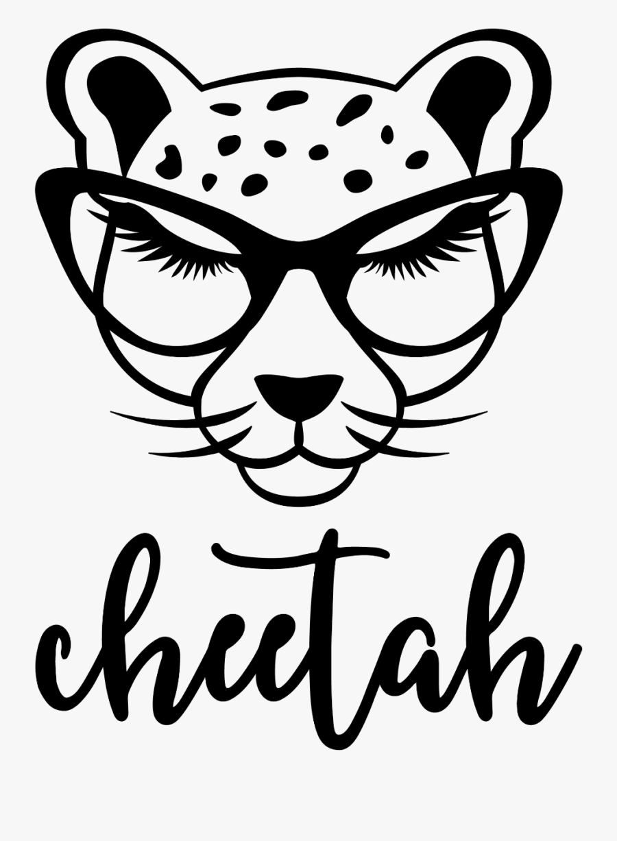 #cheetah #cheetahs #bigcats #bigcat #outline #outlines - Cheetah Face Clipart Black And White, Transparent Clipart