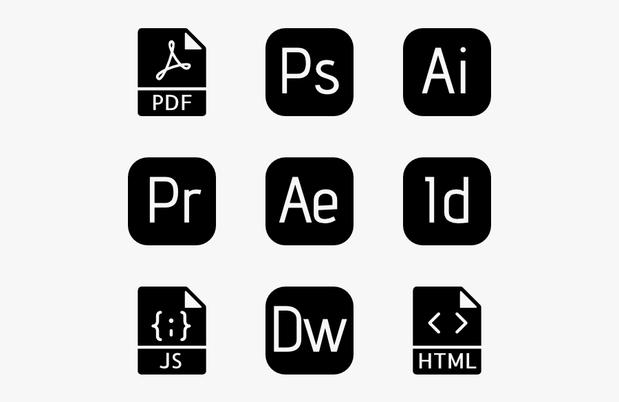 Photoshop Icon Png - Black And White Adobe Icons, Transparent Clipart