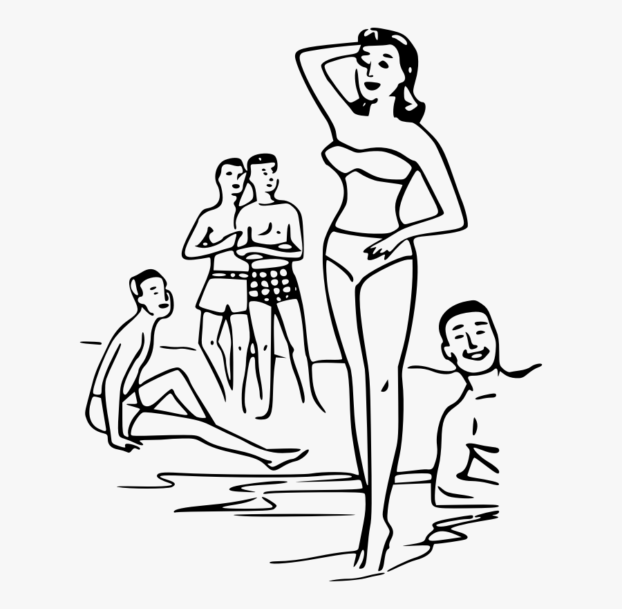 Stock Drawing Person - Drawing Beach With People, Transparent Clipart