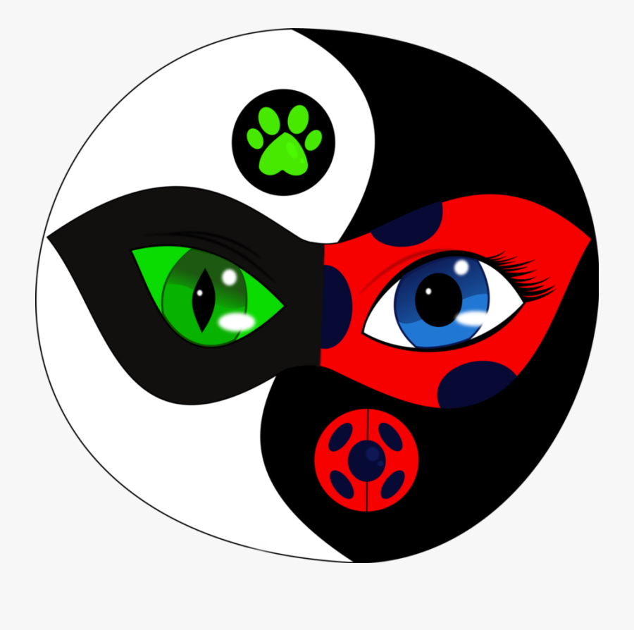 #miraculousladybug #miraculous #ladybug #catnoir #yingyang - Ladybug And Cat Noir Logo, Transparent Clipart