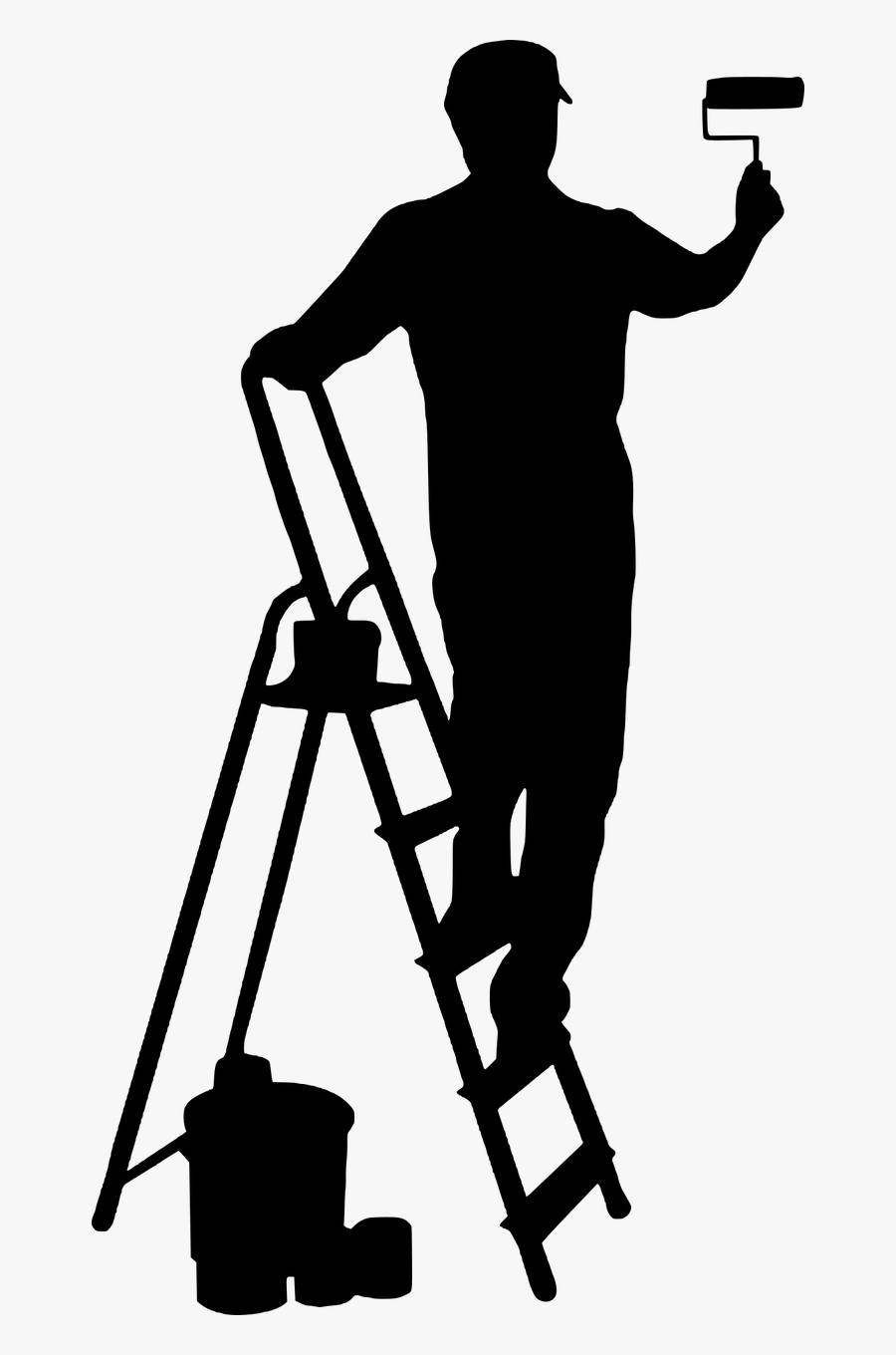 Transparent Painter On Ladder Clipart - Pintor Png, Transparent Clipart