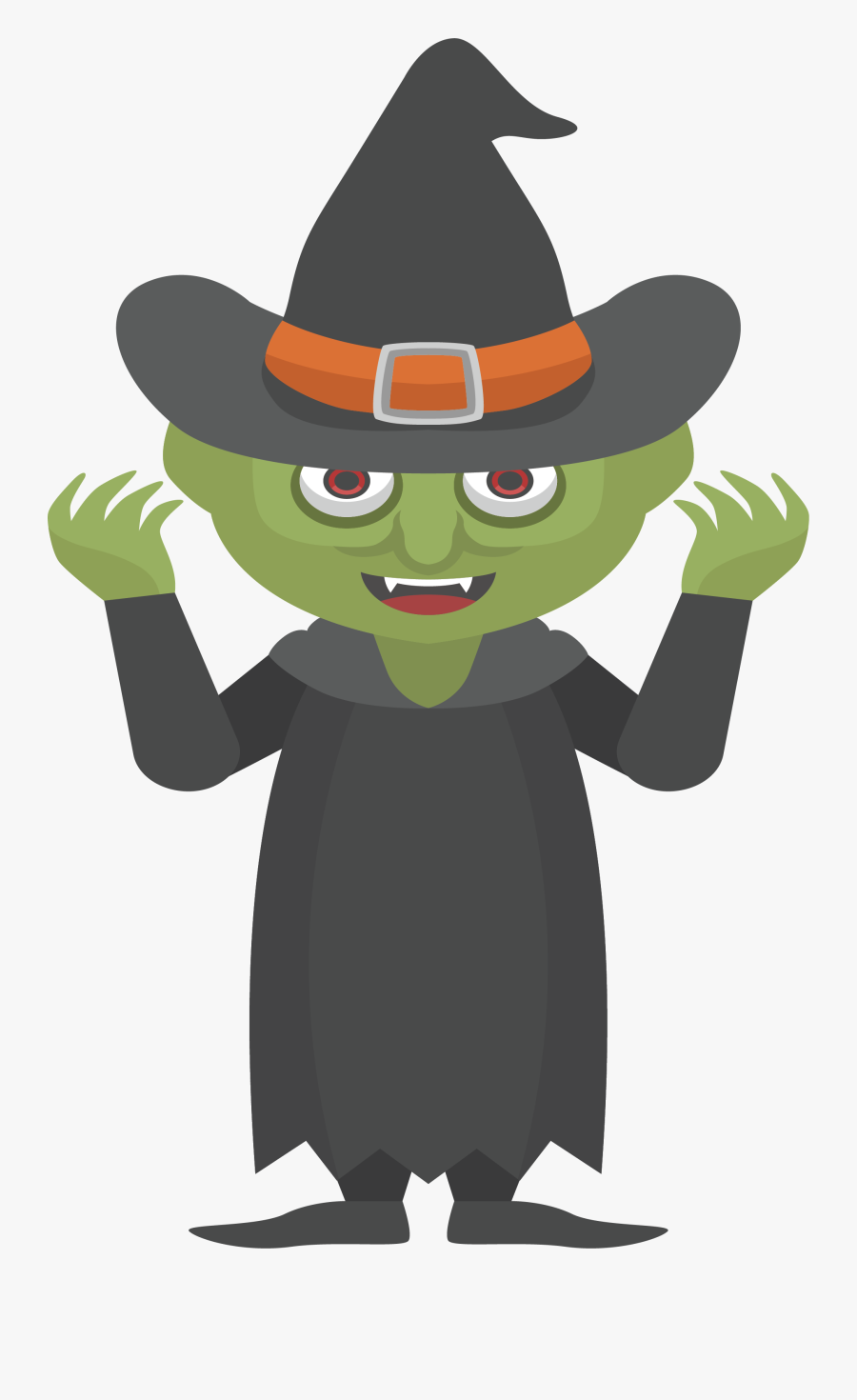 Robe Hat Grey Witch - Cartoon, Transparent Clipart