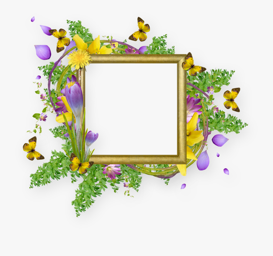 Butterfly Flower Border Design, Transparent Clipart
