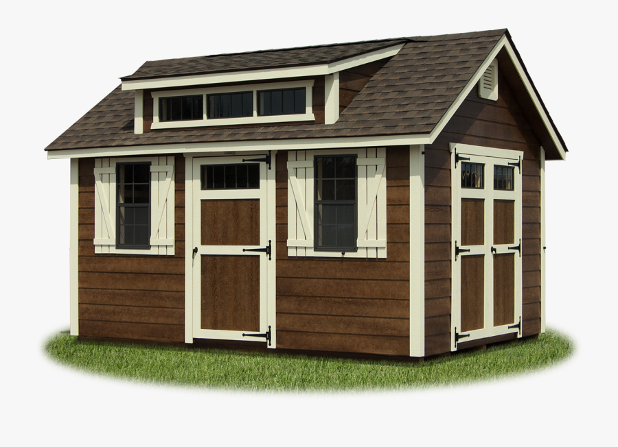 Brown Shed With White Trim, Transparent Clipart