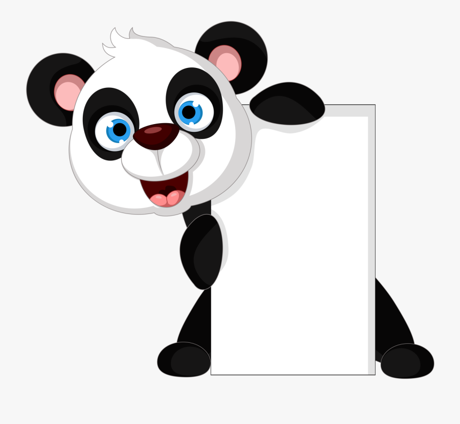 Tag Toppers Classroom Labels, Frame Clipart, Card Tricks, - Cartoon Panda Holding Sign, Transparent Clipart