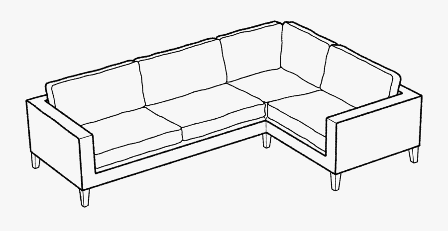 Transparent Back Of Couch Clipart - L Shaped Sofa Drawing Easy, Transparent Clipart