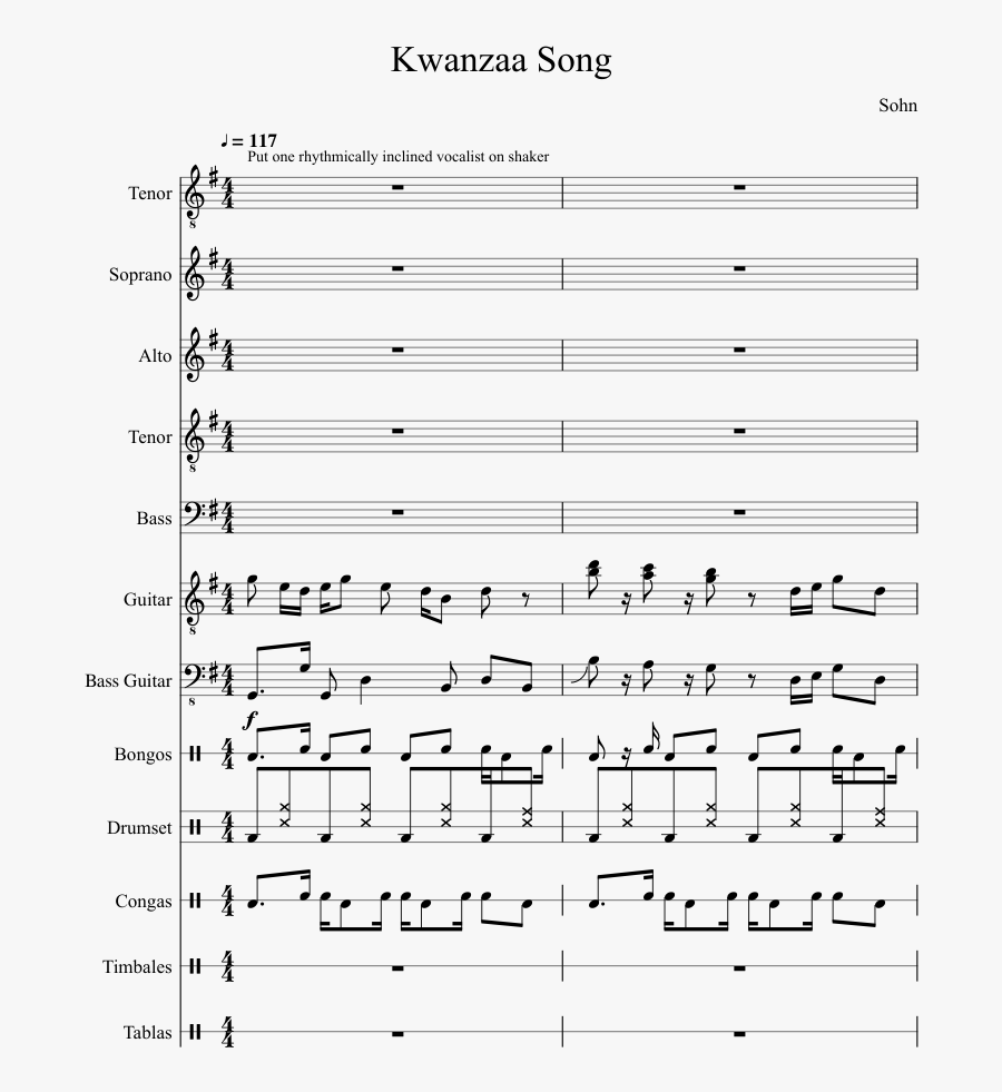 Kwanzaa Song Sheet Music Composed By Sohn 1 Of 28 Pages - Sheet Music, Transparent Clipart