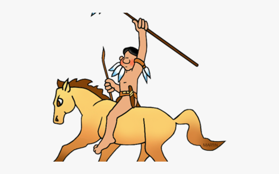 Free Native American Clipart - Clip Art Of Native American On Horse, Transparent Clipart