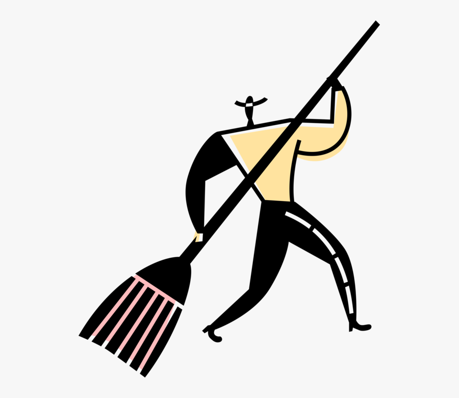 Vector Illustration Of Street Sweeper Cleaner Sweeps - Illustration, Transparent Clipart