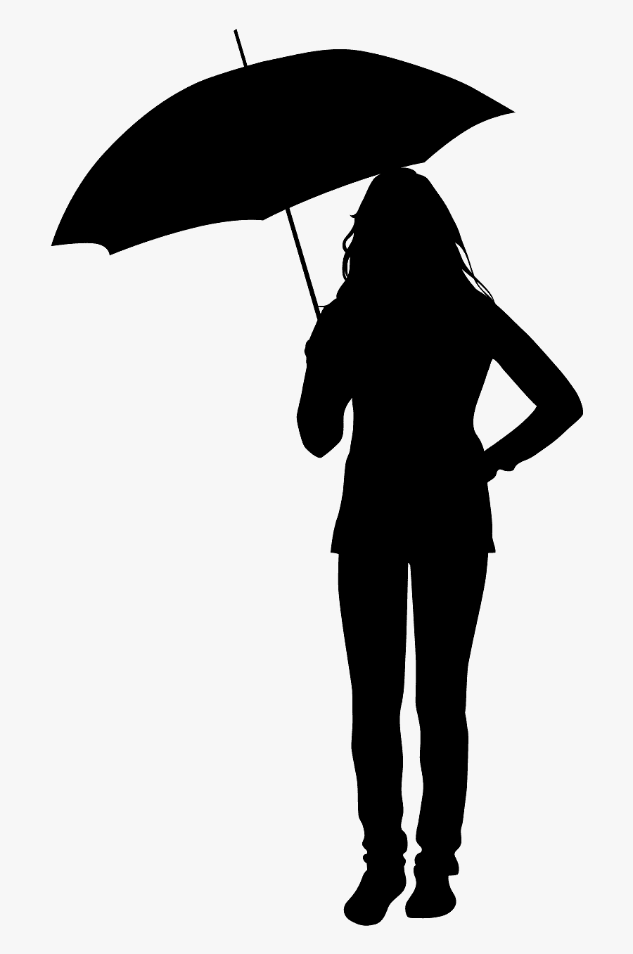 Silueta De Una Mujer Bajo La Lluvia, Transparent Clipart