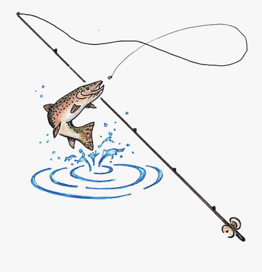 Fishing Rod And Fish, Transparent Clipart