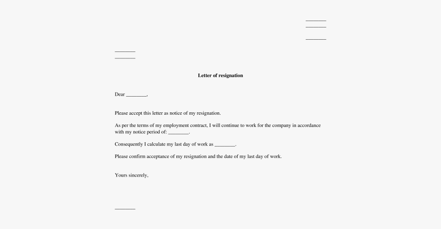 Clip Art Letter Template In Word - Simple Resignation Letter Uk, Transparent Clipart