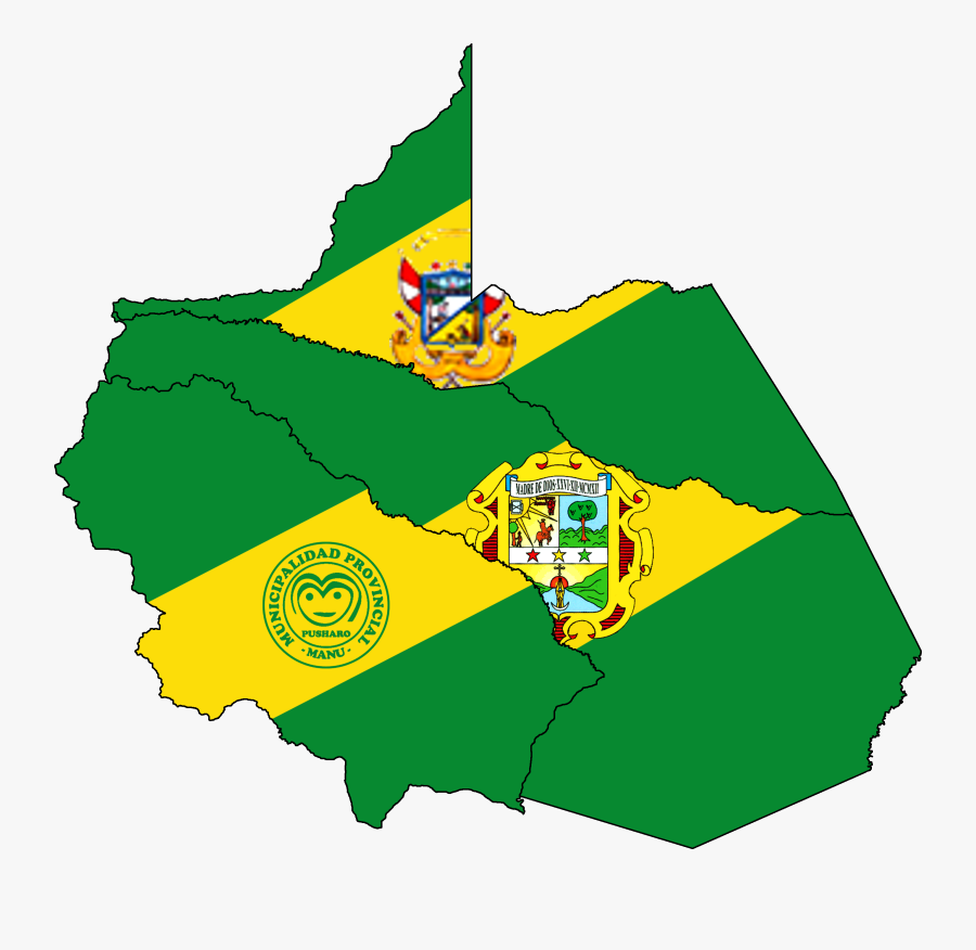 Flag Map Of Provinces Of Madre De Dios - Madre De Dios Flag Map, Transparent Clipart