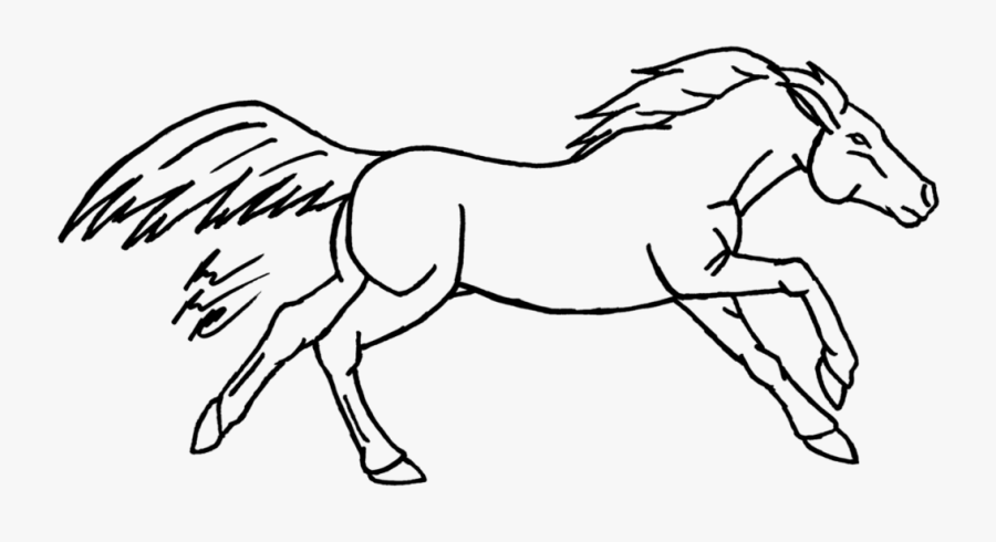 Horses Clipart Easy - Horse Running Easy Drawing, Transparent Clipart