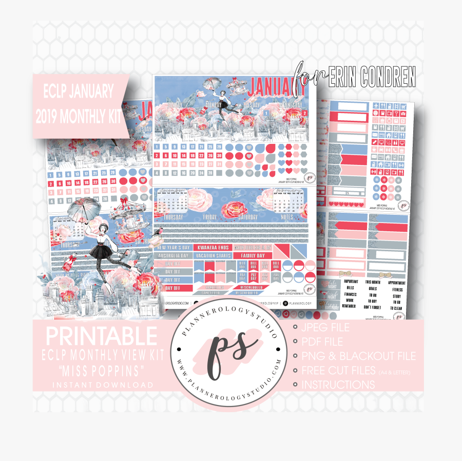 Sugar & Spice Full Weekly Kit Printable Planner Stickers - Brochure, Transparent Clipart