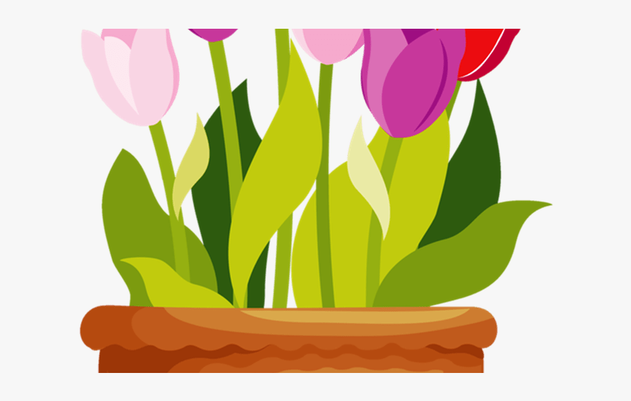 Tulip Garden Clip Art - Flower Pot Clipart Png, Transparent Clipart