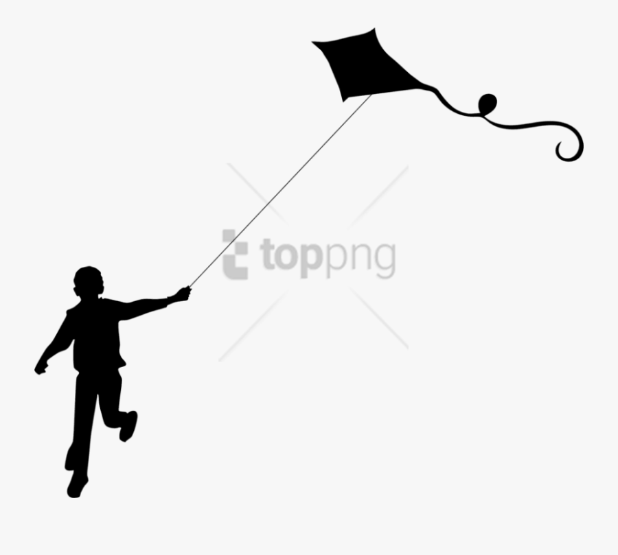 Transparent Child Silhouette Png - Kite Flying Clipart, Transparent Clipart