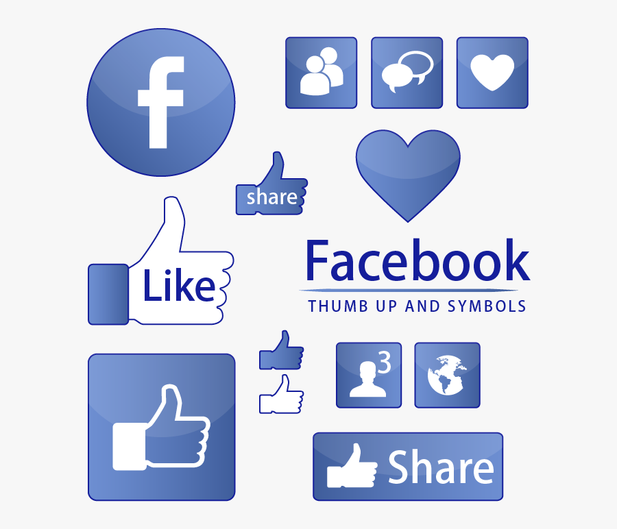 Facebook Like Button Symbol - Share Facebook Vector Png, Transparent Clipart