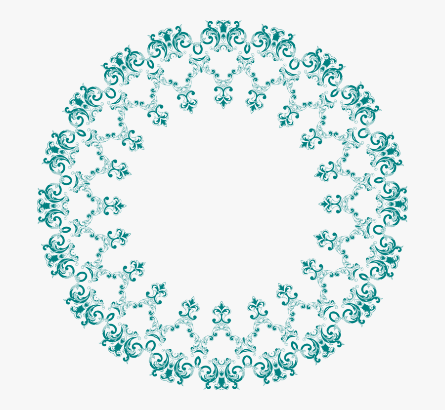 Blue,flower,leaf - Vintage Circle Floral Design Png, Transparent Clipart