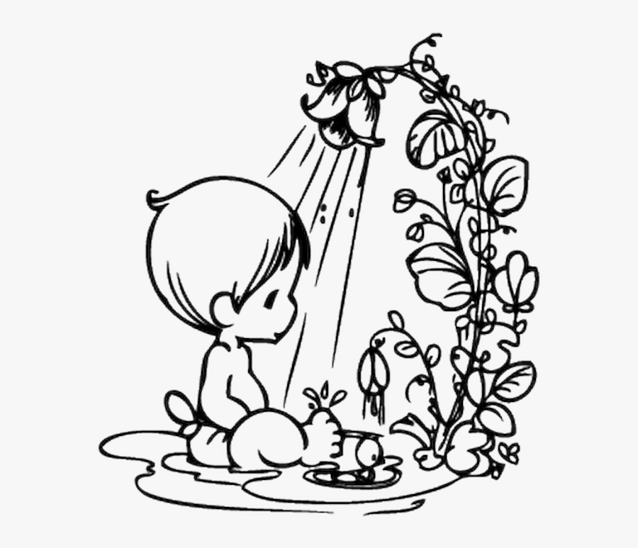 Drawing Bath Taking - Precious Moments Baby Colouring, Transparent Clipart