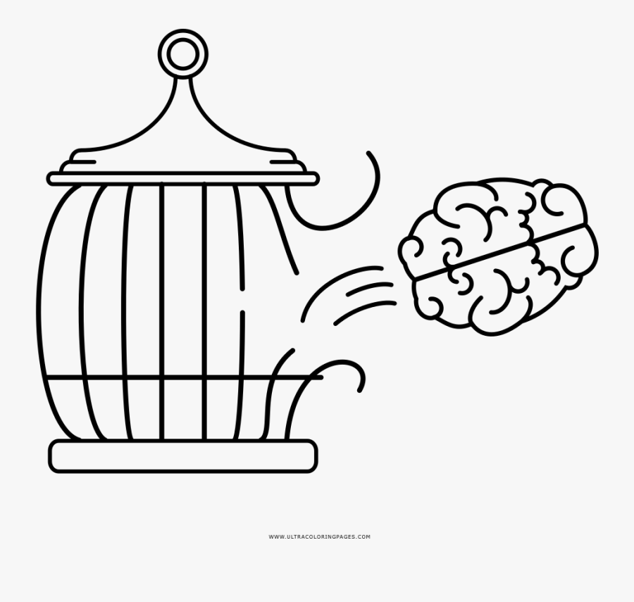 Free Brain Coloring Page - Bird Cage Color Page, Transparent Clipart