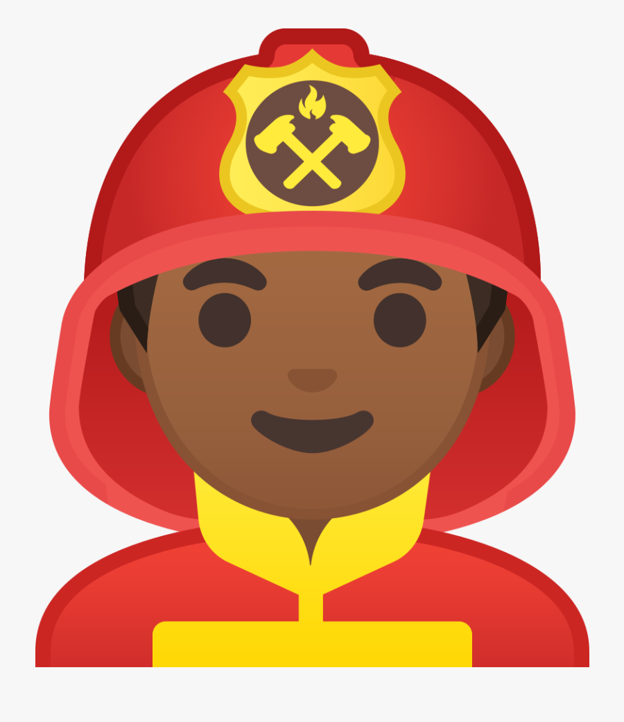 Man Firefighter Medium Dark Skin Tone Icon - Firefighter Emoji Png, Transparent Clipart