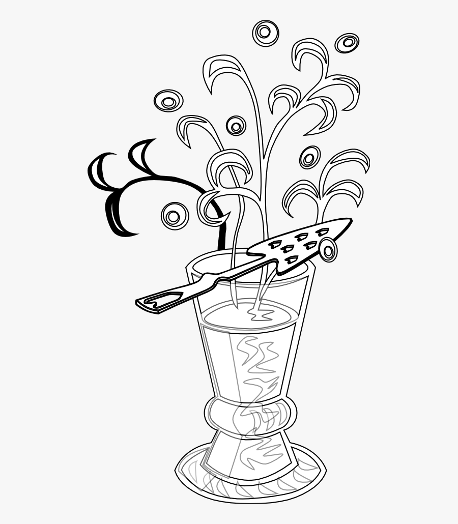 Absinthe Drink Black White Line Art 555px - Illustration Absinthe Witch Drawing, Transparent Clipart