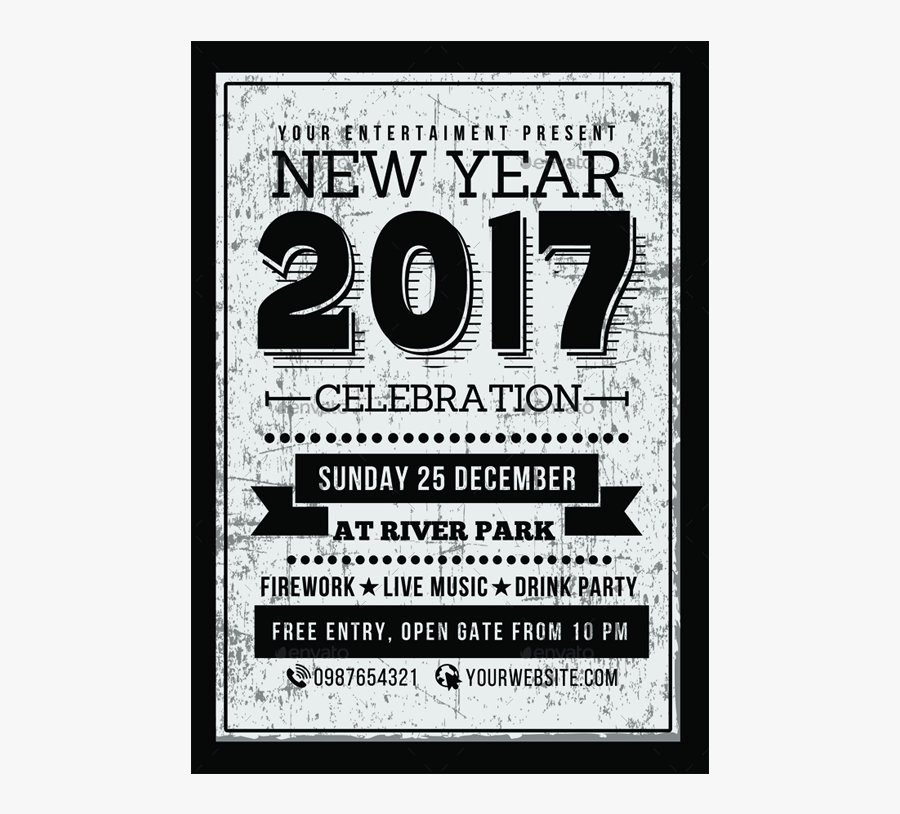 Clip Art New Years Eve Party Flyer - New Years 2017 Party Flyer, Transparent Clipart