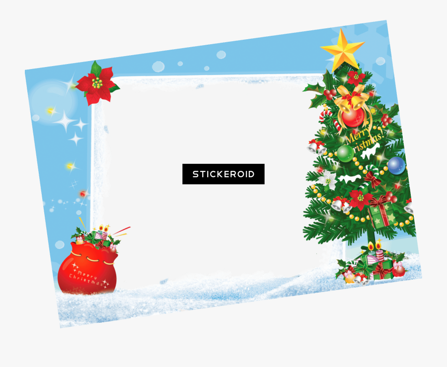 Merry Christmas Frame Tree Gifts - Transparent Background Christmas Png, Transparent Clipart