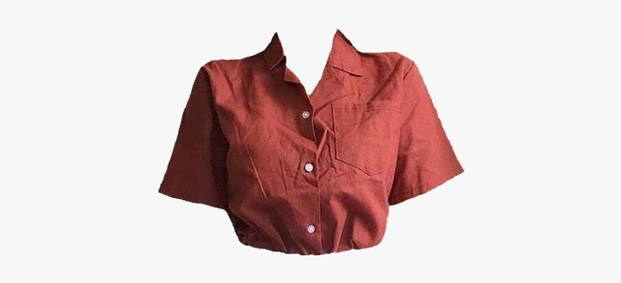 #shirt #tshirt #red #orange #buttonup #cropped #vintage - Thrift Shop Aesthetic Outfits, Transparent Clipart