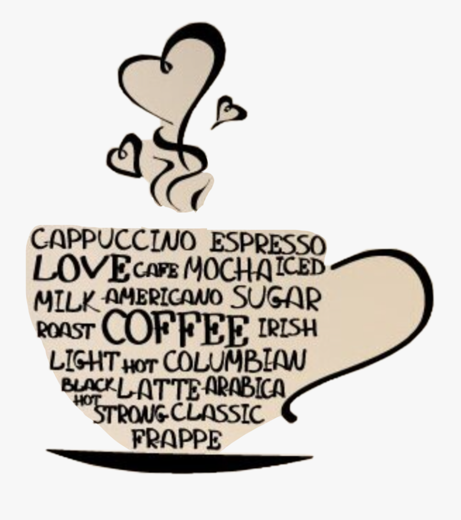 #hearts #cup #mug #coffee #love #text #art #latte #steam, Transparent Clipart