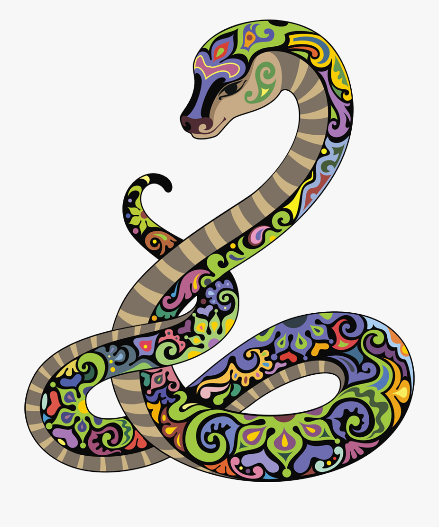 Colorful Cartoon Snake - Pink Purple And Green Snake, Transparent Clipart