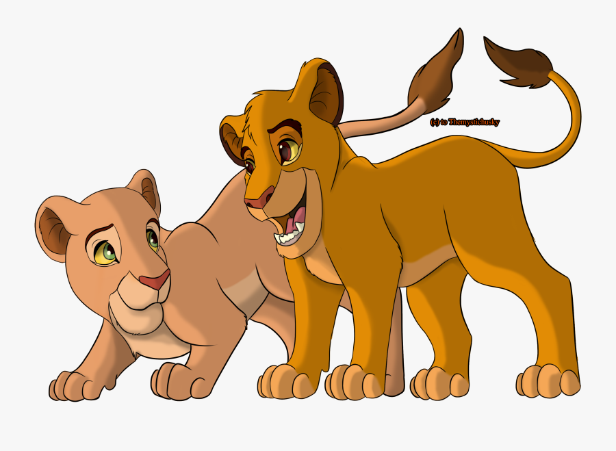 Cartoon,felidae,animal Figure,clip Art,wildlife,big - Lion King Simba Nala Png, Transparent Clipart