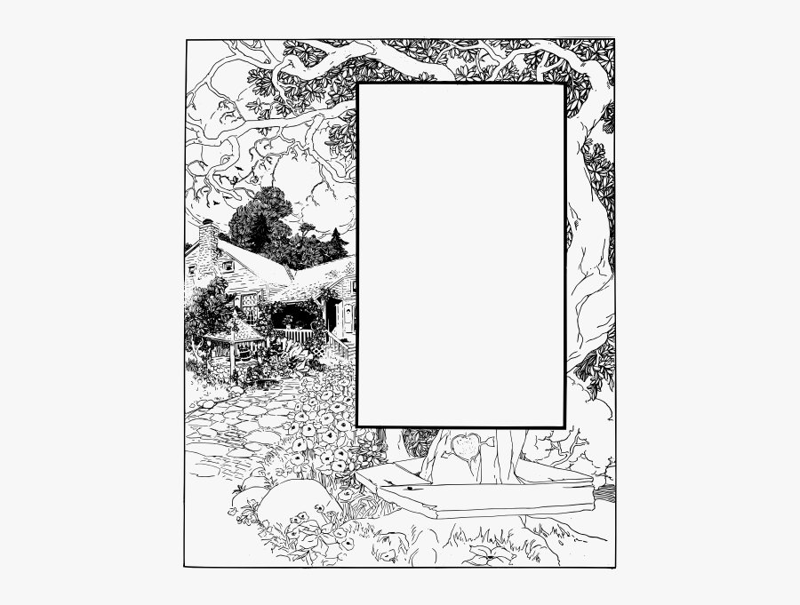Tree House Frame - Line Art, Transparent Clipart