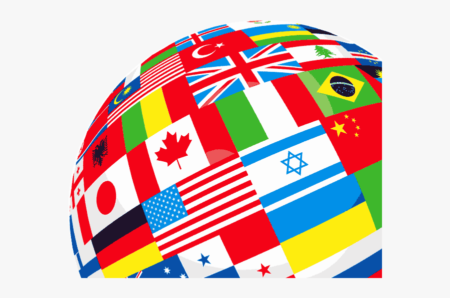 Globe Covered By Country Flags Representing Diverse - Banderas, Transparent Clipart