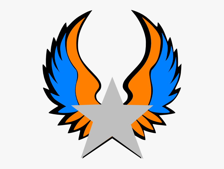 Orange And Blue Star Wings Svg Clip Arts - Blue And Orange Star, Transparent Clipart