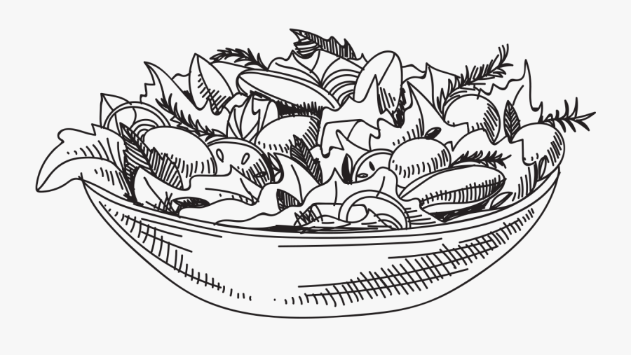 Salad Black And White, Transparent Clipart