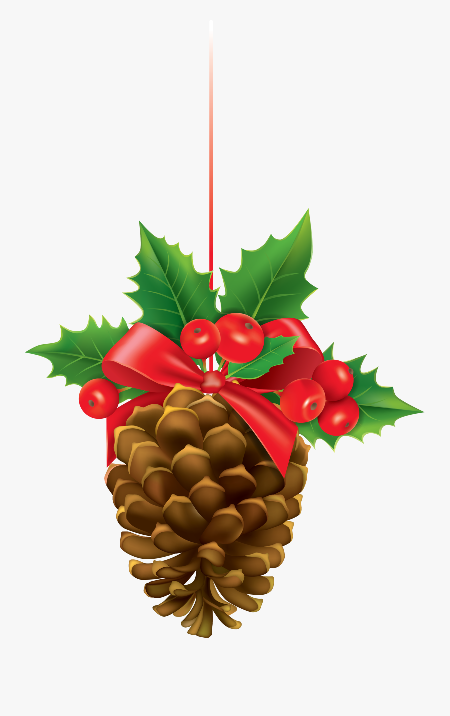 Christmas Pinecone With Mistletoe Clipart Image - Christmas Pine Cone Clipart, Transparent Clipart