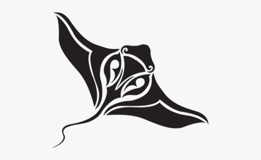 Stingray Clipart Tribal - Cartoon Of Stingray Black And White, Transparent Clipart