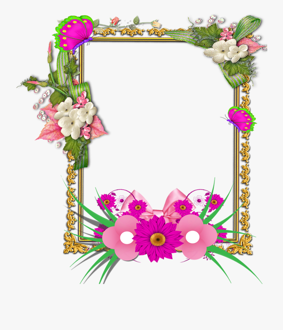 Flowers Tropical Frame Png Clipart Image - Flower Photo Frame Png, Transparent Clipart