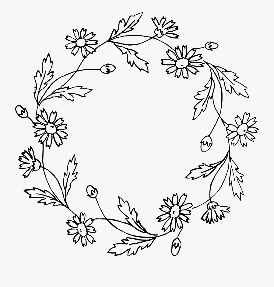 Floral Wreath Clipart Black And White, Transparent Clipart