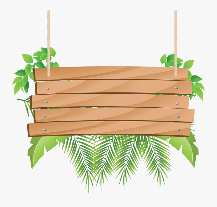 Wooden Hanging With Tropical Flowers, Flowers, Wood, - Hanging Wooden Sign Clipart, Transparent Clipart