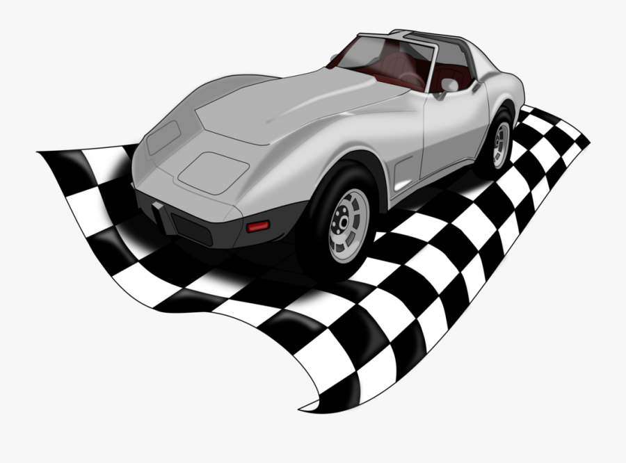 Corvette, Racing Car, Flag, Winner, Silver - Corvette Clip Art, Transparent Clipart