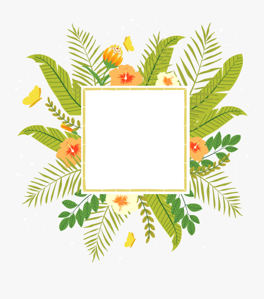 Tropics Flower Clip Art - Tropical Leaves Frame Png, Transparent Clipart