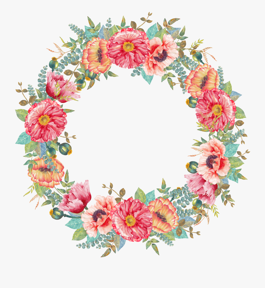 Flower Wreath Watercolor Painting - Floral Wreath Transparent Background, Transparent Clipart