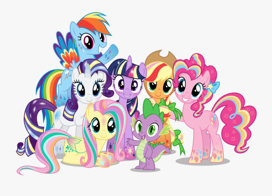 My Little Pony Clipart Group - Mane 6 And Spike, Transparent Clipart