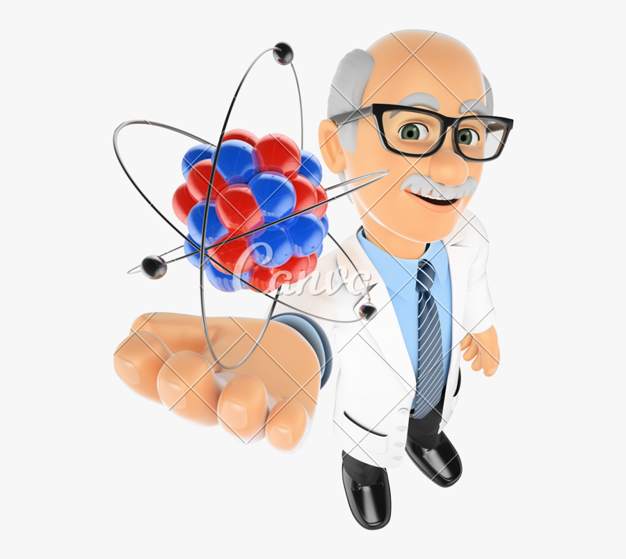 D Teacher With An Atom Photos - Teacher Of Physics Cartoon, Transparent Clipart