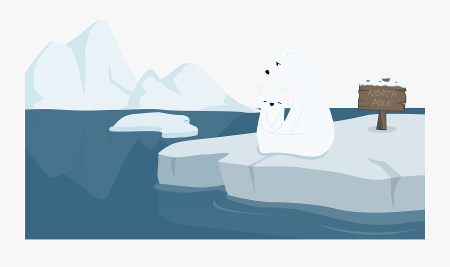 Transparent Thanksgiving Divider Clipart - Polar Bear Ice Melting Cartoon, Transparent Clipart